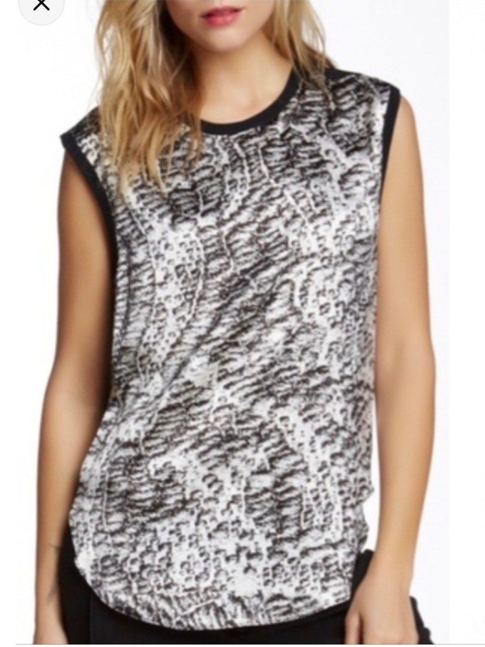 Helmut Lang Black and White Textured Sleeveless Tank, Large